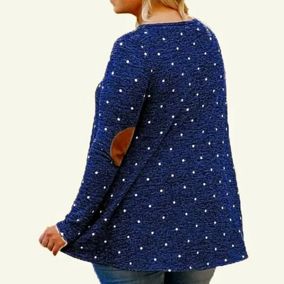 Beeson River Womens Navy Polka Dot Long Sleeve Crew Neck Tunic - Picture 4 of 14